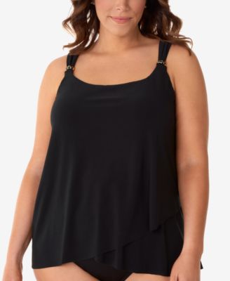 Miraclesuit - Plus Size Razzle Dazzle Asymmetrical-Drape Tankini Top