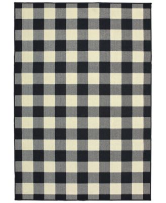 Oriental Weavers - Marina 1932K Black/Ivory 6'7" x 9'6" Indoor/Outdoor Area Rug