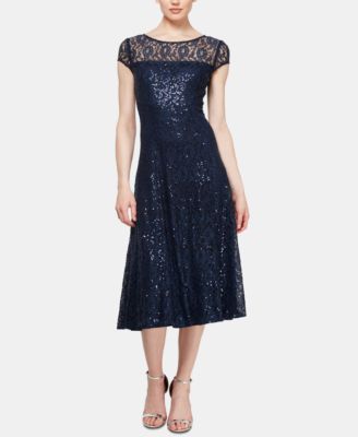 SL Fashions - Sequined Lace Midi Dress