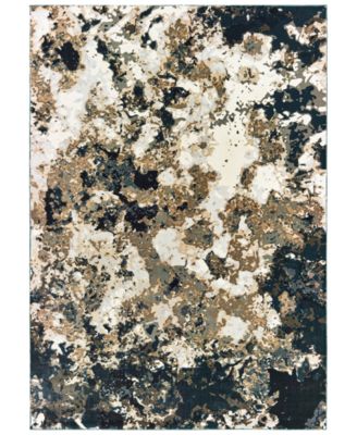 Oriental Weavers - Bowen 1808Q Navy/Gold 2'3" x 7'6" Runner Area Rug
