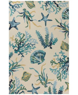 Kas - Harbor Oceana 4244 Ivory/Blue 3'3" x 5'3" Indoor/Outdoor Area Rug