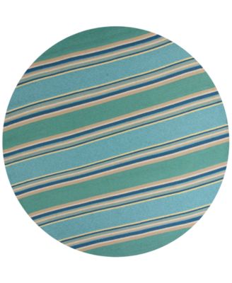 Kas - Harbor Stripes 4230 Ocean 7'6" Indoor/Outdoor Round Area Rug