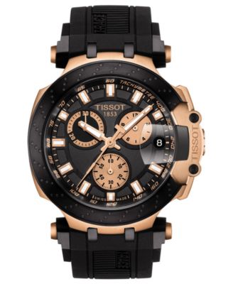Tissot - Men's Swiss Chronograph T-Sport T-Race Black Silicone Strap Watch 47.6mm