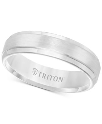 Triton - Men's White Tungsten Carbide Ring, Comfort Fit Wedding Band (6mm)