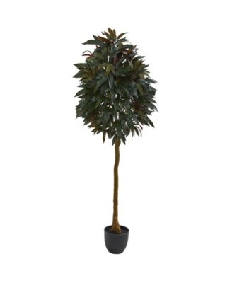 Nearly Natural - 6’ Red Mango Leaf Artificial Tree