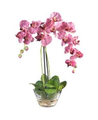 Nearly Natural - Phalaenopsis w/Glass Vase Silk Flower Arrangement