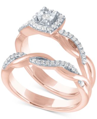 Promised Love - Diamond Bridal Set (1/4 ct. t.w.) in 14k Rose Gold Over Sterling Silver