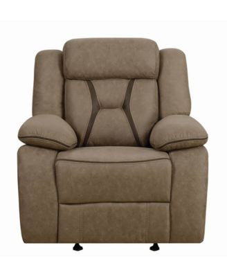Macy's Brand - Houston Pillow-Padded Glider Recliner with Contrast Stitching Tan