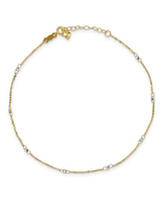 Macy's Brand - Reflective Bead Cable Anklet in 14k White and Yellow Gold