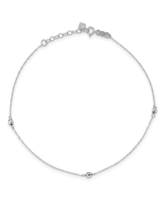 Macy's Brand - Reflective Beaded Anklet with Adjustable 1" extension in 14k White Gold