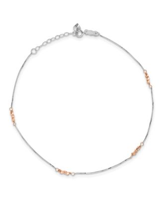 Macy's Brand - Beaded Anklet in 14k White and Rose Gold