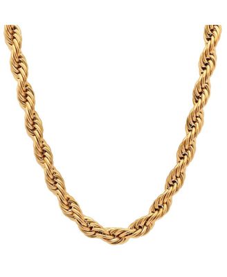 STEELTIME - Men's 18k Gold Plated Stainless Steel Rope Chain 30" Necklace from