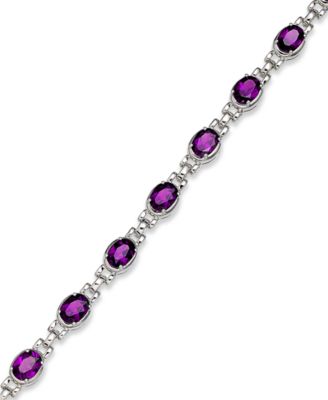 Macy's Brand - Sterling Silver Bracelet, Amethyst Oval Link Bracelet (11 ct. t.w.)