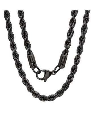 STEELTIME - Men's Black IP Plated Stainless Steel Rope Chain 30" Necklace from