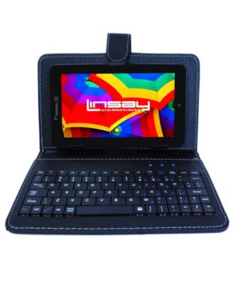 LINSAY - 7" New Tablet Quad Core Bundle with Keyboard Android 10 Dual Camera