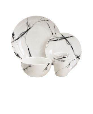 American Atelier - Marble Black Coupe 16Pc Dinner Set