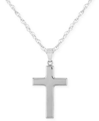 Macy's Brand - Flat Cross Necklace Set in 14k White Or Yellow Gold
