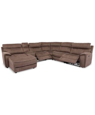 Furniture - Hutchenson 6-Pc. Fabric Chaise Sectional with 2 Power Recliners and Console