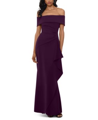 XSCAPE - Ruffled Off-The-Shoulder Gown