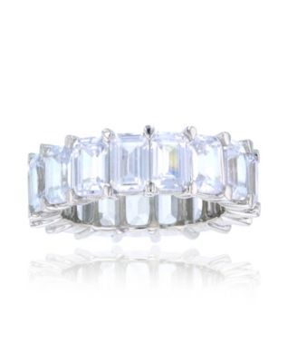 Macy's Brand - White Emerald Cut Cubic Zirconia Eternity Band in Rhodium Plated Sterling Silver