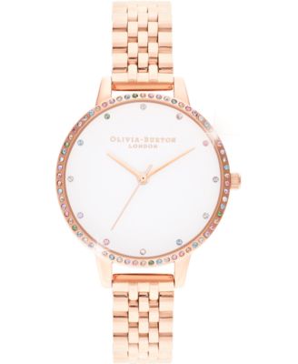Olivia Burton - Women's Rainbow Rose Gold-Tone Stainless Steel Bracelet Watch 34mm