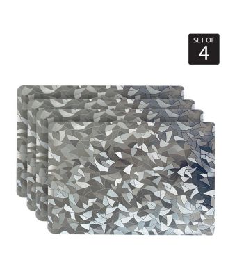 Dainty Home - Reversible Shimmering Metallic Leaf Dining Table Indoor Outdoor Placemats Set of 4, 13 inch x 19 inch Rectangle, Textured Solid Bronze