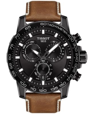 Tissot - Men's Swiss Chronograph Supersport T-Sport Brown Leather Strap Watch 46mm