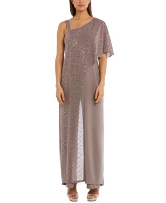 R & M Richards - One-Shoulder Metallic Jumpsuit
