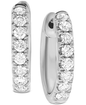 Macy's Brand - Diamond (1/2 ct. t.w.) Small Hoop Earrings in 14k White Gold or 14k Gold, 1/2"