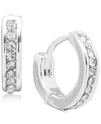 Lauren Ralph Lauren - Extra-Small Pav&eacute; Huggie Hoop Earrings, 0.44"