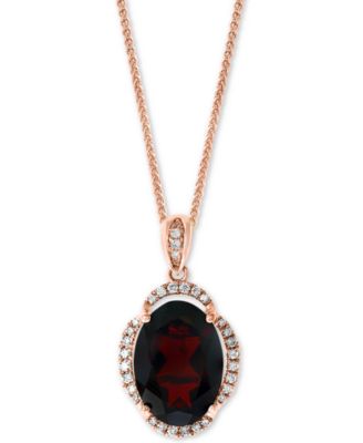 LALI Jewels - Garnet (7-5/8 ct. t.w.) & Diamond (1/5 ct. t.w.) 18" Pendant Necklace in 14k Rose Gold