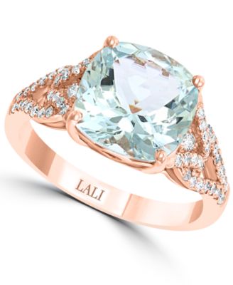 LALI Jewels - Aquamarine (3-1/2 ct. t.w.) & Diamond (1/3 ct. t.w.) in 14k Rose Gold
