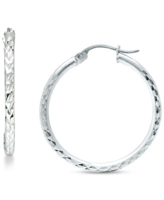 Giani Bernini - Medium Textured Hoop Earrings in Sterling Silver, 1-1/8"