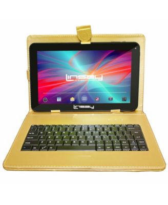 LINSAY - 10.1" New Quad Core 32GB Tablet Android 10 Bundle Deluxe with Golden Keyboard