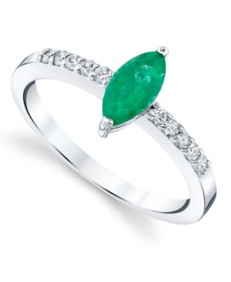 Macy's Brand - Emerald (5/8 ct. t.w.) & Diamond (1/6 ct. t.w.) Ring in 14k White Gold