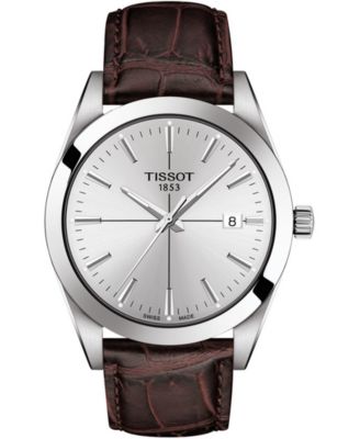 Tissot - Men's Swiss Gentleman Brown Leather Strap Watch 40mm