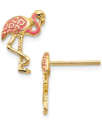 Macy's Brand - Flamingo Pink Enamel Stud Earrings in 14k Gold