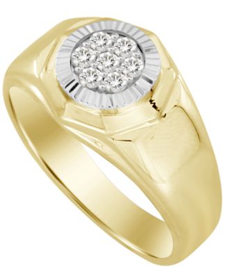 Macy's Brand - Men's Diamond (1/4 c t. t.w.) Ring in 10K Yellow and White Gol