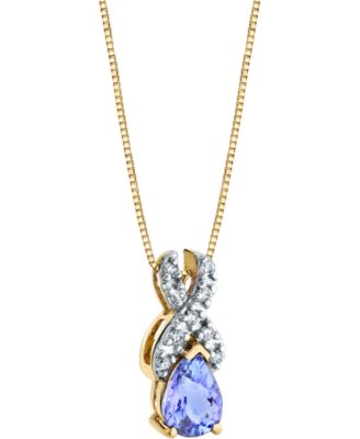 Macy's - Tanzanite (3/4 ct. t.w.) & Diamond (1/10 ct. t.w.) 18" Pendant Necklace in 14k Gold