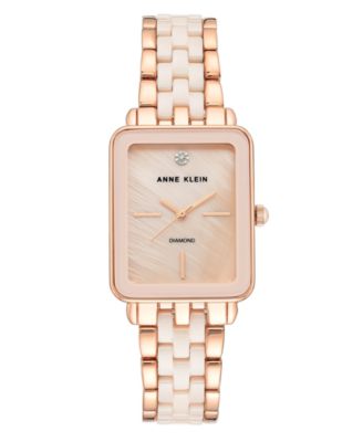Anne Klein - Genuine Diamond Dial Rose Gold-Tone and Light Pink Ceramic Bracelet Watch 32mm