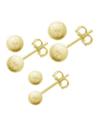 Essentials - 3 Piece Textured Ball Stud Set in Fine Silver Plate