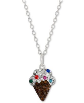 Giani Bernini - Crystal Pav&eacute; Ice Cream 18" Pendant Necklace in Sterling Silver