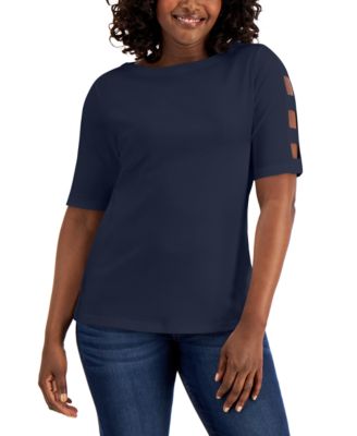 Karen Scott - Cotton Cutout-Sleeve Top