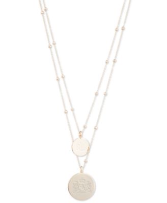 Lauren Ralph Lauren - Gold-Tone Engraved Logo Two-Row Pendant Necklace, 16" + 3" extender