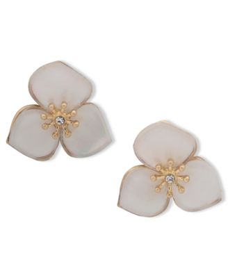 lonna & lilly - Gold-Tone Pav&eacute; & Mother-of-Pearl Flower Stud Earrings