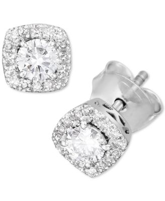 Forever Grown Diamonds - Lab-Created Diamond Halo Stud Earrings (1/2 ct. t.w.) in Sterling Silver