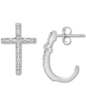 Wrapped - Diamond Cross Earrings (1/8 ct. tw)