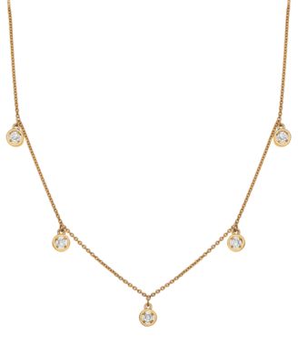 Wrapped - Diamond Dangle Statement Necklace (1/4 ct. t.w.) in 14k Gold, 16" + 2" extender