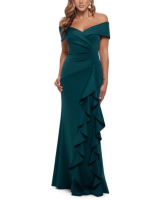 XSCAPE - Ruffled Off-The-Shoulder Gown