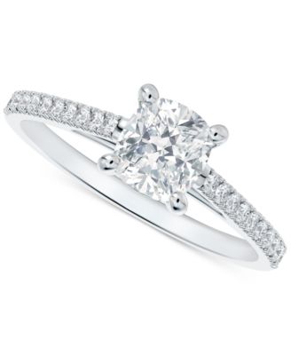 De Beers Forevermark - Diamond Cushion-Cut Cathedral Solitaire & Pav&eacute; Engagement Ring (5/8 ct. t.w.) in 14k White Gold